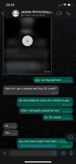 WhatsApp conversation with a customer, 3 of 5
